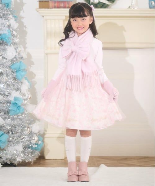 mezzo piano / メゾピアノ ミニ丈・ひざ丈ワンピース | バレエ柄　ドッキングワンピース（ピンク）