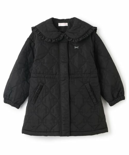 mezzo piano / メゾピアノ ブルゾン | 【人気商品再入荷】【直営店で取り扱い無し】リボンキルト　ジャケット（黒）