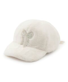 mezzo piano / メゾピアノ キャップ | リボンワッペン　フェイクファーキャップ