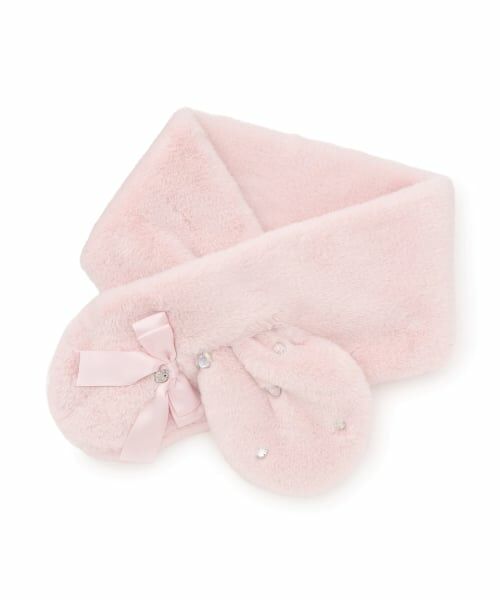 mezzo piano / メゾピアノ マフラー・ショール・スヌード・ストール | リボン　フェイクファーマフラー（ピンク）
