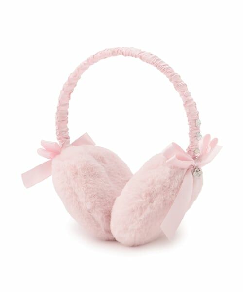 mezzo piano / メゾピアノ ネックウォーマー・イヤーマフ | リボン　フェイクファーイヤマフ（ピンク）