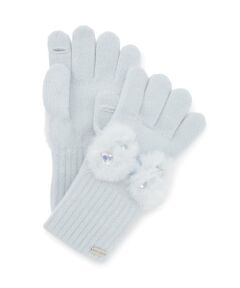 mezzo piano / メゾピアノ 手袋 | リボン　フェイクファーつきニット手袋