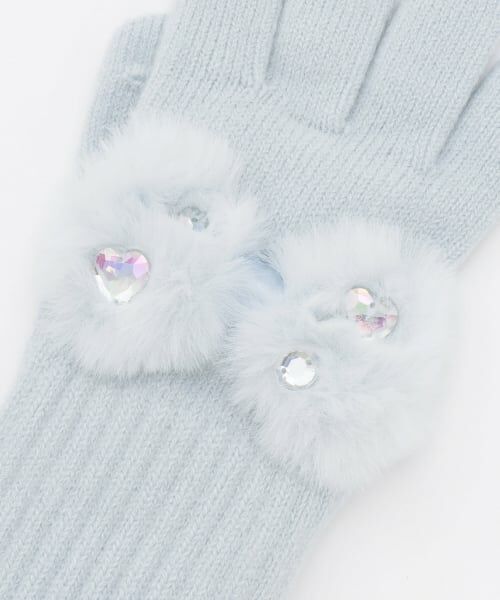 mezzo piano / メゾピアノ 手袋 | リボン　フェイクファーつきニット手袋 | 詳細3