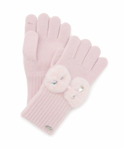 mezzo piano / メゾピアノ 手袋 | リボン　フェイクファーつきニット手袋 | 詳細6
