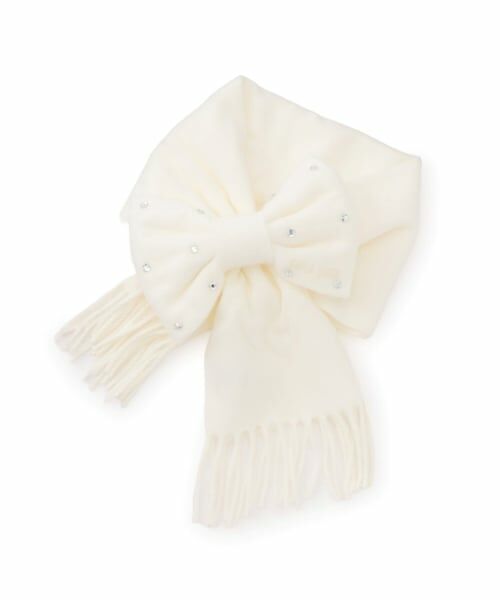 mezzo piano / メゾピアノ マフラー・ショール・スヌード・ストール | リボンモチーフ　マフラー（オフ ホワイト）