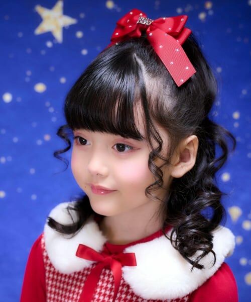 mezzo piano / メゾピアノ ヘアピン | キラキラリボン　ヘアクリップ（赤）