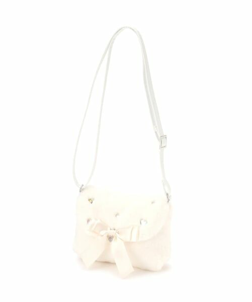 mezzo piano / メゾピアノ ショルダーバッグ | リボン　フェイクファーポシェット（オフ ホワイト）