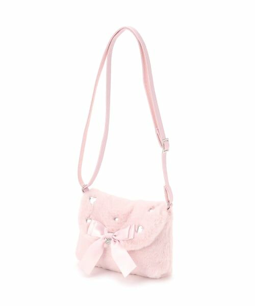 mezzo piano / メゾピアノ ショルダーバッグ | リボン　フェイクファーポシェット（ピンク）