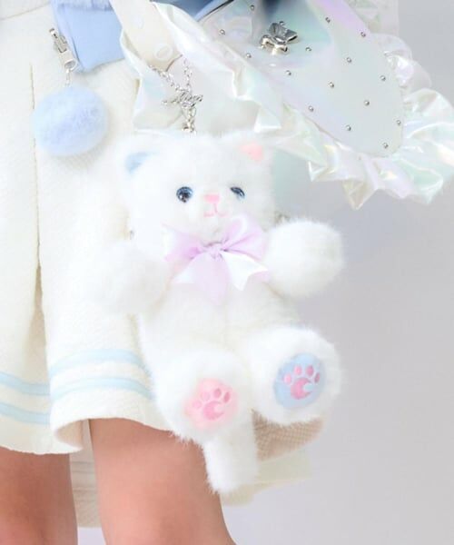 mezzo piano / メゾピアノ チャーム | ねこ・くま　ぬいぐるみチャーム（白）