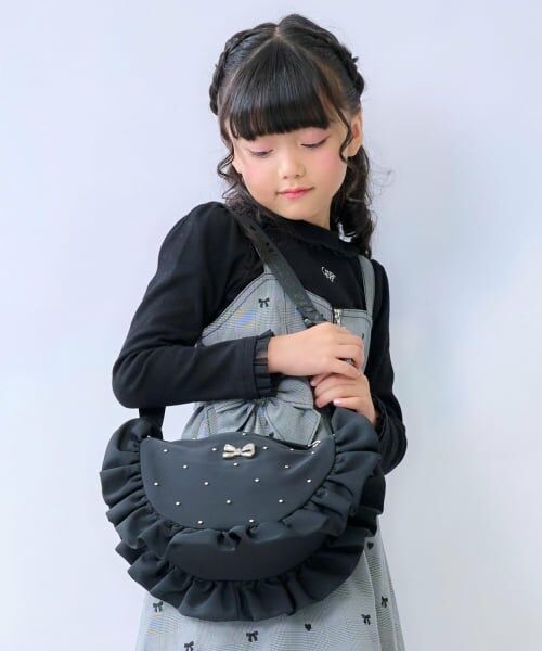 mezzo piano / メゾピアノ ショルダーバッグ | フリルショルダーバッグ（黒）