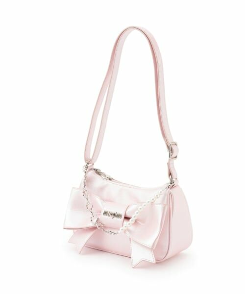mezzo piano / メゾピアノ ショルダーバッグ | チェーン飾り付　リボンショルダーバッグ（ライト ピンク）