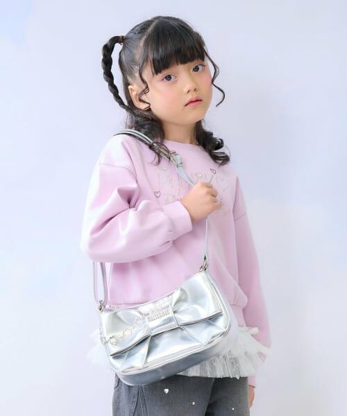 mezzo piano / メゾピアノ ショルダーバッグ | チェーン飾り付　リボンショルダーバッグ（シルバー）