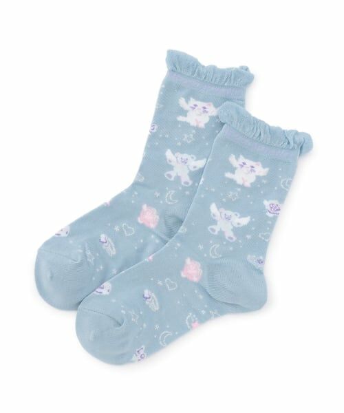 mezzo piano / メゾピアノ ソックス | マジカル柄　クルーソックス（サックス）