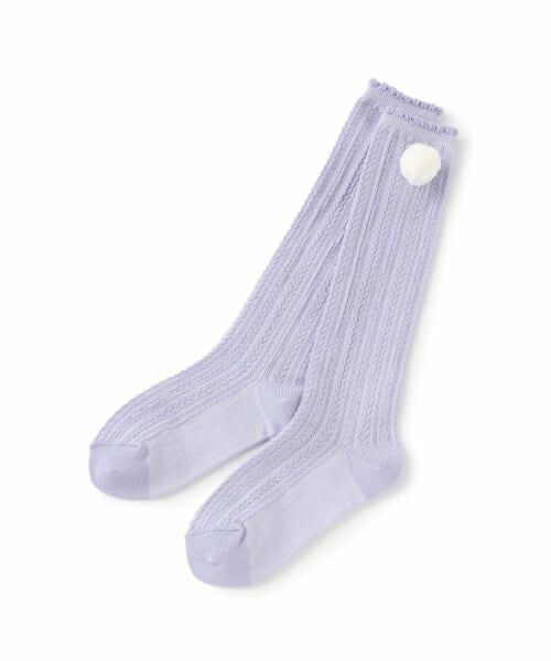 mezzo piano / メゾピアノ ソックス | ボン天つき　ケーブルハイソックス（サックス）