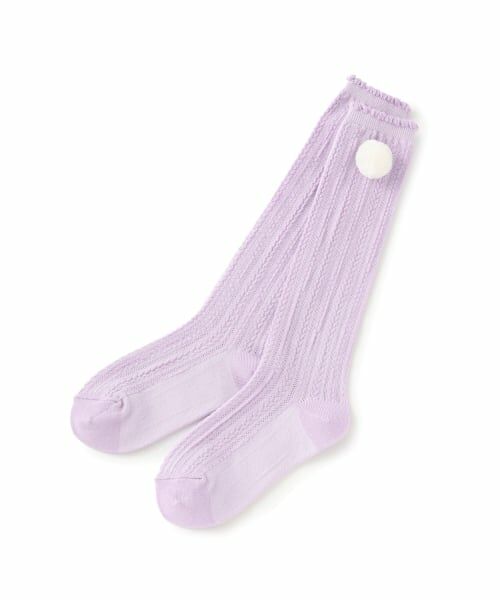 mezzo piano / メゾピアノ ソックス | ボン天つき　ケーブルハイソックス（ラベンダー）