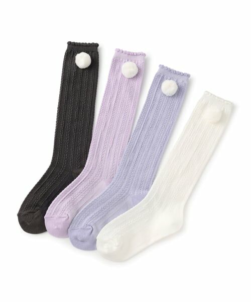 mezzo piano / メゾピアノ ソックス | ボン天つき　ケーブルハイソックス | 詳細2