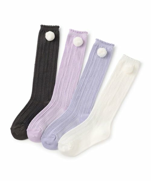 mezzo piano / メゾピアノ ソックス | ボン天つき　ケーブルハイソックス | 詳細3