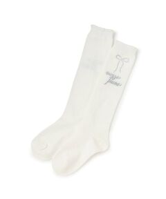 mezzo piano / メゾピアノ ソックス | ラインストーンつき　ダイヤ柄ハイソックス