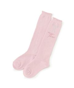 mezzo piano / メゾピアノ ソックス | ラインストーンつき　ダイヤ柄ハイソックス