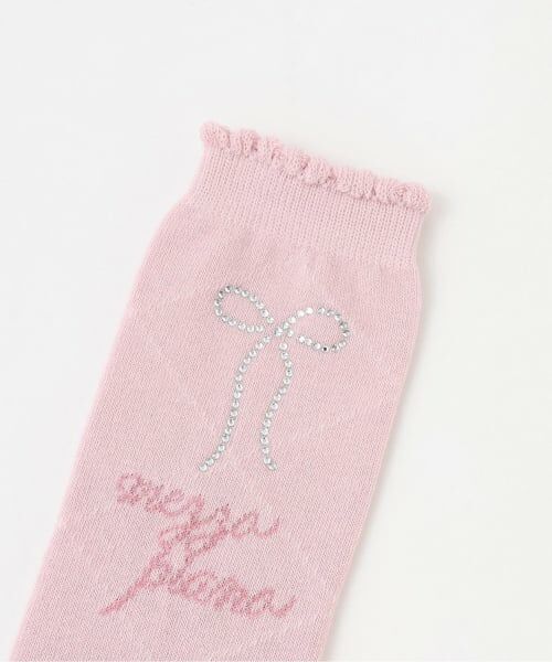 mezzo piano / メゾピアノ ソックス | ラインストーンつき　ダイヤ柄ハイソックス | 詳細1