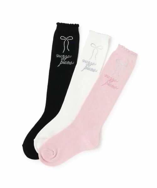 mezzo piano / メゾピアノ ソックス | ラインストーンつき　ダイヤ柄ハイソックス | 詳細4