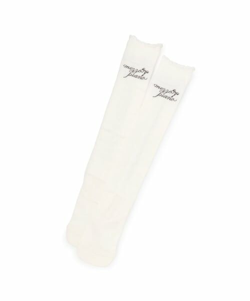 mezzo piano / メゾピアノ ソックス | リボンフリル　ニーハイソックス（オフ ホワイト）