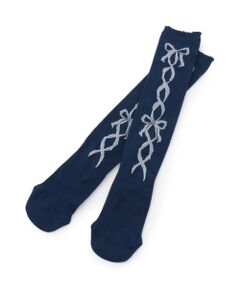 mezzo piano / メゾピアノ ソックス | バレリーナ風編み上げ柄ハイソックス