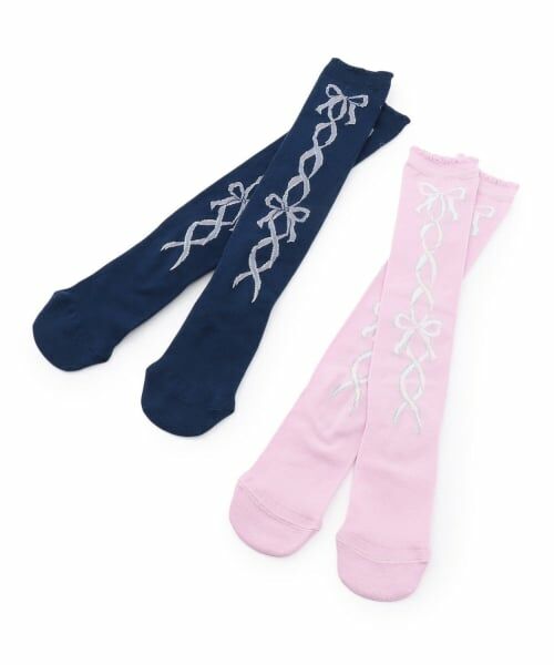 mezzo piano / メゾピアノ ソックス | バレリーナ風編み上げ柄ハイソックス | 詳細6