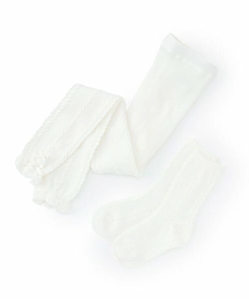 mezzo piano / メゾピアノ レギンス・スパッツ | ケーブルレギンス＆ソックスセット（オフ ホワイト）