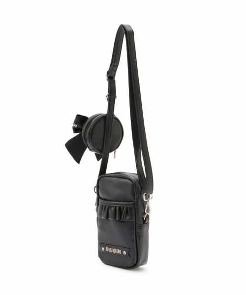 mezzo piano / メゾピアノ ショルダーバッグ | 【メゾピアノママ】フリルリボン　スマホショルダー（黒）