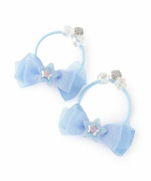 mezzo piano / メゾピアノ ヘアゴム・シュシュ | 星つきリボン　ヘアポニー2個セット（ライト ブルー）