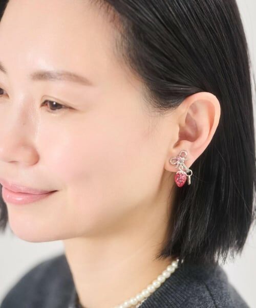 mezzo piano / メゾピアノ ピアス・イヤリング | 【リキュエム】いちごリボン　イヤリング | 詳細8