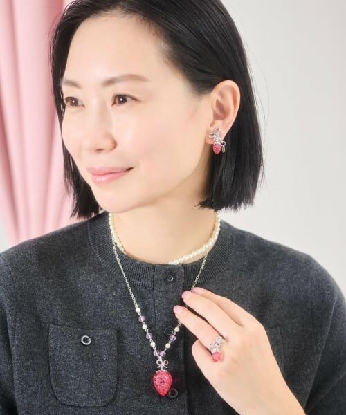 mezzo piano / メゾピアノ ピアス・イヤリング | 【リキュエム】いちごリボン　イヤリング | 詳細9