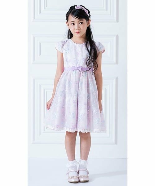 mezzo piano / メゾピアノ ドレス | 花ブーケレース刺しゅう　ワンピース（ライト ピンク）