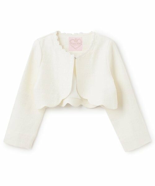 mezzo piano / メゾピアノ テーラードジャケット | ファンシーツィード　裾スカラップジャケット（オフ ホワイト）