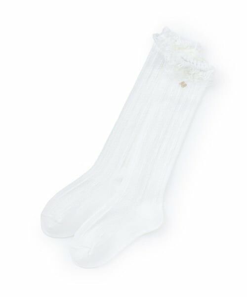 mezzo piano / メゾピアノ ソックス | レース透かし柄　ハイソックス（オフ ホワイト）