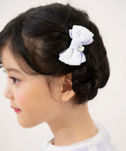 mezzo piano / メゾピアノ ヘアゴム・シュシュ | リボンレース　ヘアポニー2個セット【日本製】（ラベンダー）