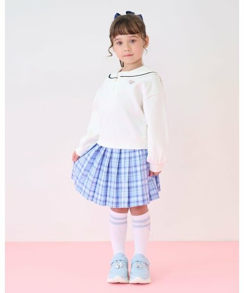 mezzo piano / メゾピアノ ショート・ハーフ・半端丈パンツ | チェック　プリーツスカパン（サックス）