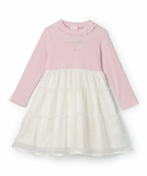 mezzo piano / メゾピアノ ミニ丈・ひざ丈ワンピース | チュール　ドッキングワンピース | 詳細11