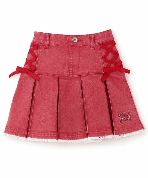 mezzo piano / メゾピアノ ミニ・ひざ丈スカート | レースアップリボン　タックプリーツスカート | 詳細11