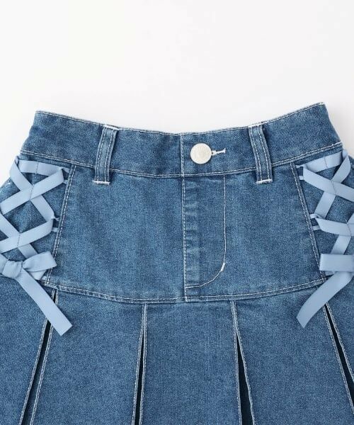 mezzo piano / メゾピアノ ミニ・ひざ丈スカート | レースアップリボン　タックプリーツスカート | 詳細2
