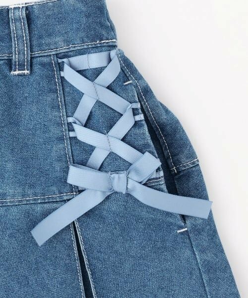 mezzo piano / メゾピアノ ミニ・ひざ丈スカート | レースアップリボン　タックプリーツスカート | 詳細4