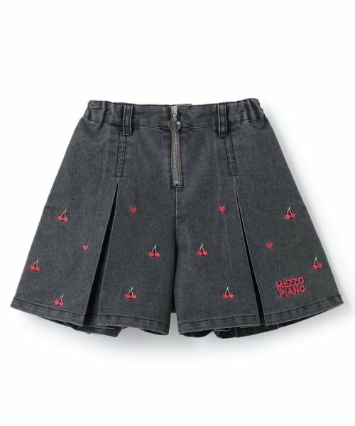 mezzo piano / メゾピアノ ショート・ハーフ・半端丈パンツ | ちび刺しゅうフロントZIP　タックキュロットスカート | 詳細10