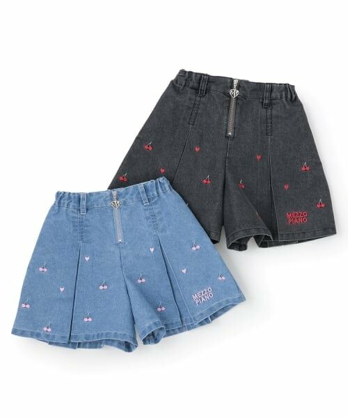 mezzo piano / メゾピアノ ショート・ハーフ・半端丈パンツ | ちび刺しゅうフロントZIP　タックキュロットスカート | 詳細8