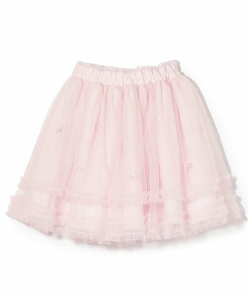 mezzo piano / メゾピアノ ミニ・ひざ丈スカート | レース＆リボン　チュールスカート | 詳細1