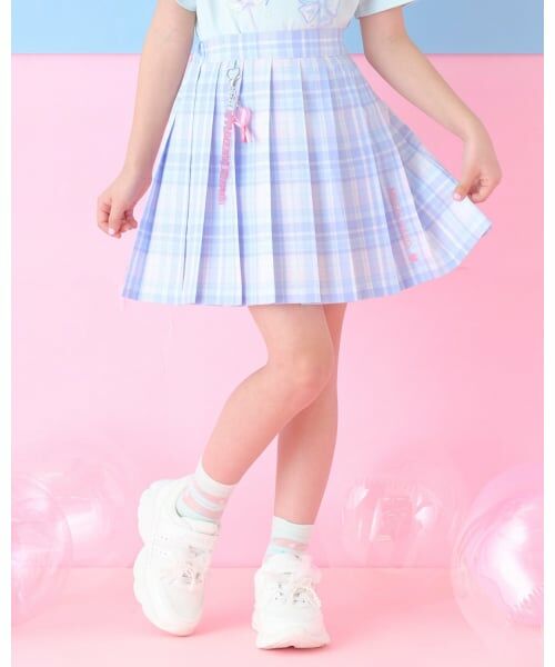 mezzo piano / メゾピアノ ショート・ハーフ・半端丈パンツ | チャームつき　チェックプリーツスカパン（マルチ）