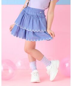 mezzo piano / メゾピアノ ショート・ハーフ・半端丈パンツ | カットワーク刺しゅう　段々キュロットスカート