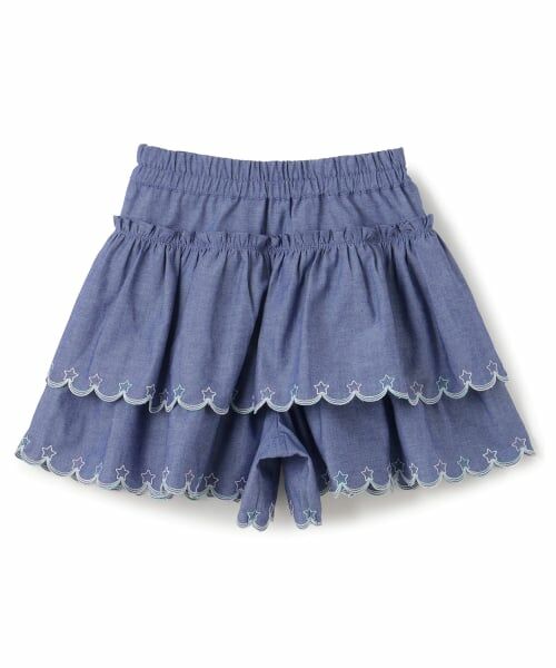 mezzo piano / メゾピアノ ショート・ハーフ・半端丈パンツ | カットワーク刺しゅう　段々キュロットスカート | 詳細1