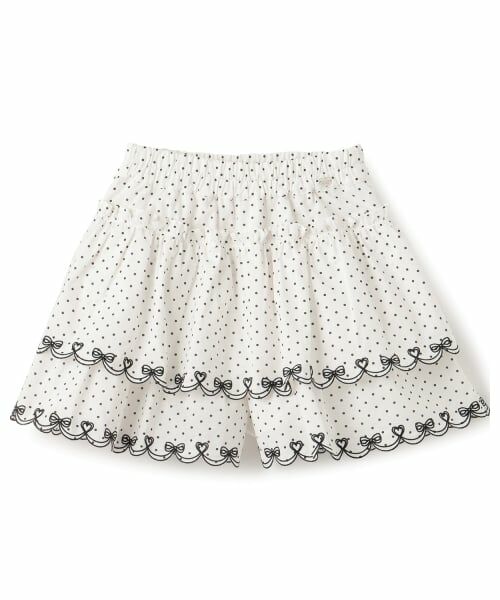 mezzo piano / メゾピアノ ショート・ハーフ・半端丈パンツ | カットワーク刺しゅう　段々キュロットスカート | 詳細10