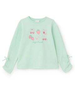 イチゴチェリーアップリケ　長袖Tシャツ